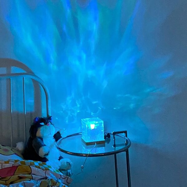 LED Water Ripple Ambient Night Light USB Rotating Projection Crystal Table Lamp RGB Dimmable Home Decoration 16 Color Gifts - Image 9
