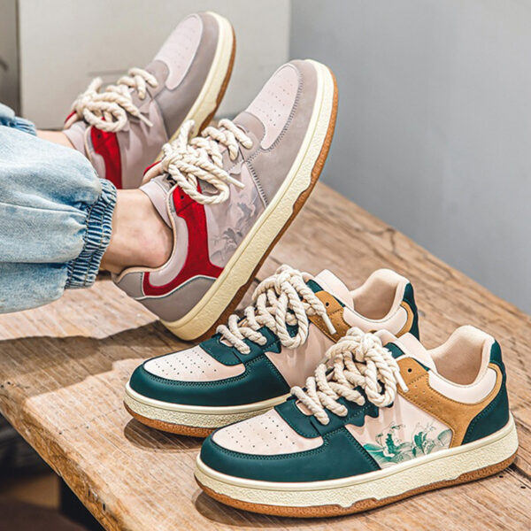 Lace-up Casual Shoes Men Soft Thick Sole Fashion Comfortable Breathable Flats Sneakers Student Platform Outdoor Walking Shoes - Image 10