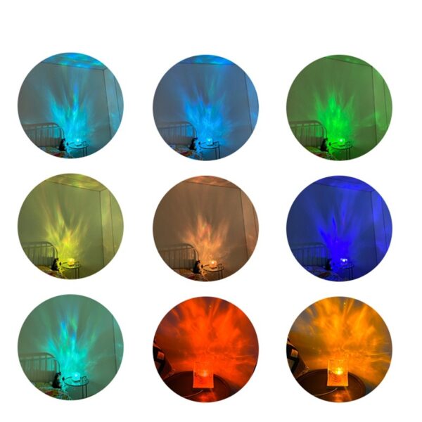 LED Water Ripple Ambient Night Light USB Rotating Projection Crystal Table Lamp RGB Dimmable Home Decoration 16 Color Gifts - Image 6