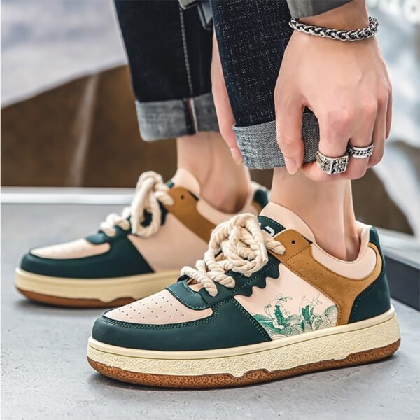 Lace-up Casual Shoes Men Soft Thick Sole Fashion Comfortable Breathable Flats Sneakers Student Platform Outdoor Walking Shoes - Image 3