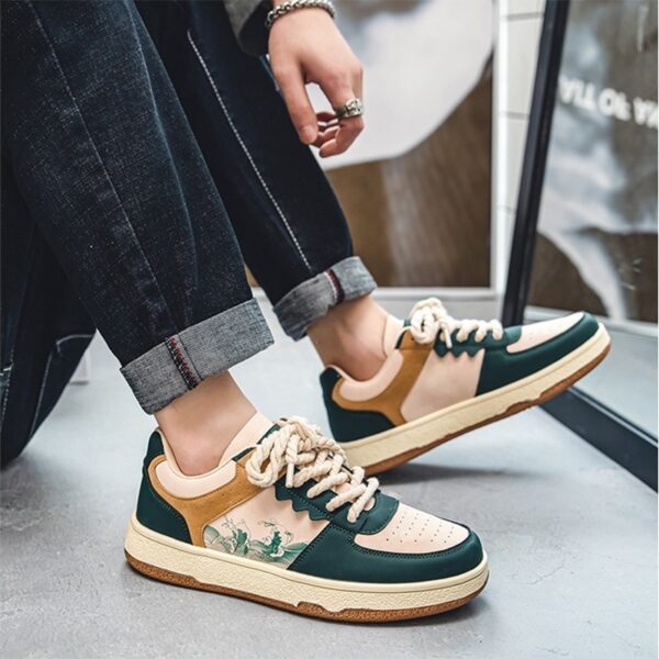Lace-up Casual Shoes Men Soft Thick Sole Fashion Comfortable Breathable Flats Sneakers Student Platform Outdoor Walking Shoes - Image 4